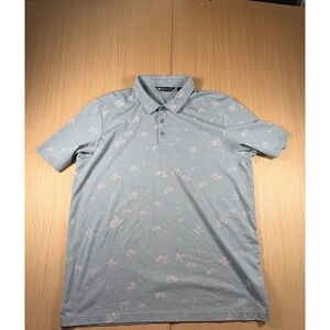 TravisMathew Good Time Feeling Polo Shirt Men 2XL Blue Floral Cotton Golf Tennis